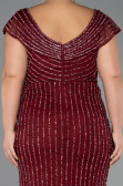 Long Burgundy Stony Plus Size Evening Dress ABU5439