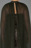 Long Olive Drab Beaded Plus Size Evening Dress ABU6545