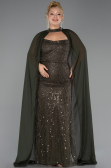 Long Olive Drab Beaded Plus Size Evening Dress ABU6545