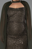 Long Olive Drab Beaded Plus Size Evening Dress ABU6545