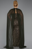 Long Olive Drab Beaded Plus Size Evening Dress ABU6545