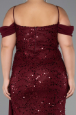 Long Burgundy Scaly Plus Size Evening Gown ABU6134
