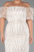 Midi Beige Beaded Plus Size Cocktail Dress ABK2689