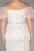 Midi Beige Beaded Plus Size Cocktail Dress ABK2689