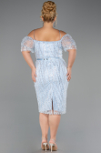 Midi Light Blue Beaded Plus Size Cocktail Dress ABK2689