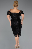 Midi Black Beaded Plus Size Cocktail Dress ABK2689