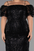 Midi Black Beaded Plus Size Cocktail Dress ABK2689