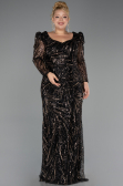 Long Black Beaded Plus Size Evening Dress ABU5388