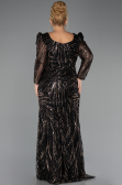 Long Black Beaded Plus Size Evening Dress ABU5388