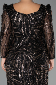 Long Black Beaded Plus Size Evening Dress ABU5388