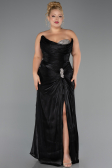 Long Black Chiffon Plus Size Evening Dress ABU6561