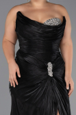 Long Black Chiffon Plus Size Evening Dress ABU6561