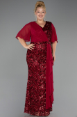 Long Burgundy Scaly Formal Plus Size Dress ABU6373