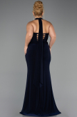 Long Navy Blue Plus Size Evening Dress ABU6539