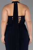 Long Navy Blue Plus Size Evening Dress ABU6539