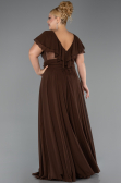 Long Brown Chiffon Plus Size Evening Gown ABU032