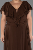 Long Brown Chiffon Plus Size Evening Gown ABU032