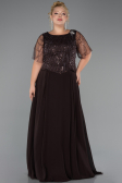 Long Brown Chiffon Plus Size Evening Dress ABU5554