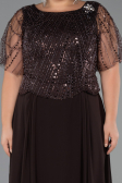 Long Brown Chiffon Plus Size Evening Dress ABU5554