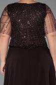 Long Brown Chiffon Plus Size Evening Dress ABU5554