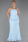 Long Light Blue Dantelle Plus Size Evening Gown ABU6280