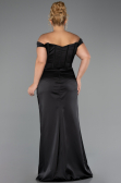 Long Black Satin Plus Size Evening Gown ABU6577
