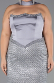 Long Anthracite Beaded Plus Size Evening Dress ABU6258