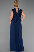 Long Navy Blue Chiffon Plus Size Evening Dress ABU6557