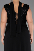 Long Black Chiffon Plus Size Evening Dress ABU6557