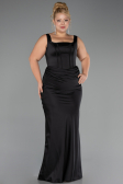 Long Black Satin Formal Plus Size Dress ABU6543