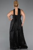 Long Black Chiffon Plus Size Evening Gown ABU5958