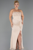 Long Beige Dantelle Formal Plus Size Dress ABU6364