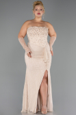 Long Beige Dantelle Formal Plus Size Dress ABU6364
