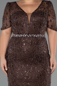 Long Brown Beaded Formal Plus Size Dress ABU6583
