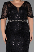 Long Black Beaded Formal Plus Size Dress ABU6583
