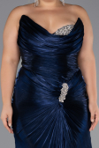 Long Navy Blue Chiffon Oversized Evening Dress ABU6561