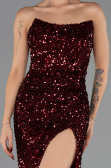 Long Burgundy Scaly Prom Gown ABU6218