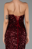 Long Burgundy Scaly Prom Gown ABU6218
