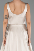 Long Beige Satin Prom Gown ABU6572