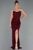 Long Burgundy Scaly Evening Dress ABU6503
