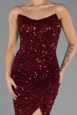 Long Burgundy Scaly Evening Dress ABU6503