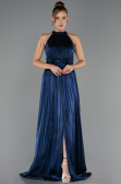 Long Navy Blue Chiffon Prom Gown ABU6594