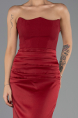 Long Burgundy Satin Prom Gown ABU6512