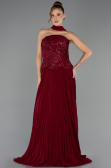 Long Burgundy Chiffon Evening Dress ABU6436