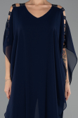 Navy Blue Chiffon Formal Plus Size Dress ABT080