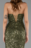 Long Olive Drab Scaly Evening Dress ABU6613