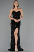 Long Black Scaly Evening Dress ABU6613