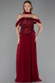 Long Burgundy Chiffon Plus Size Evening Dress ABU6535