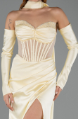 Long Yellow Satin Evening Dress ABU6616
