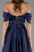 Long Navy Blue Satin Evening Dress ABU6617